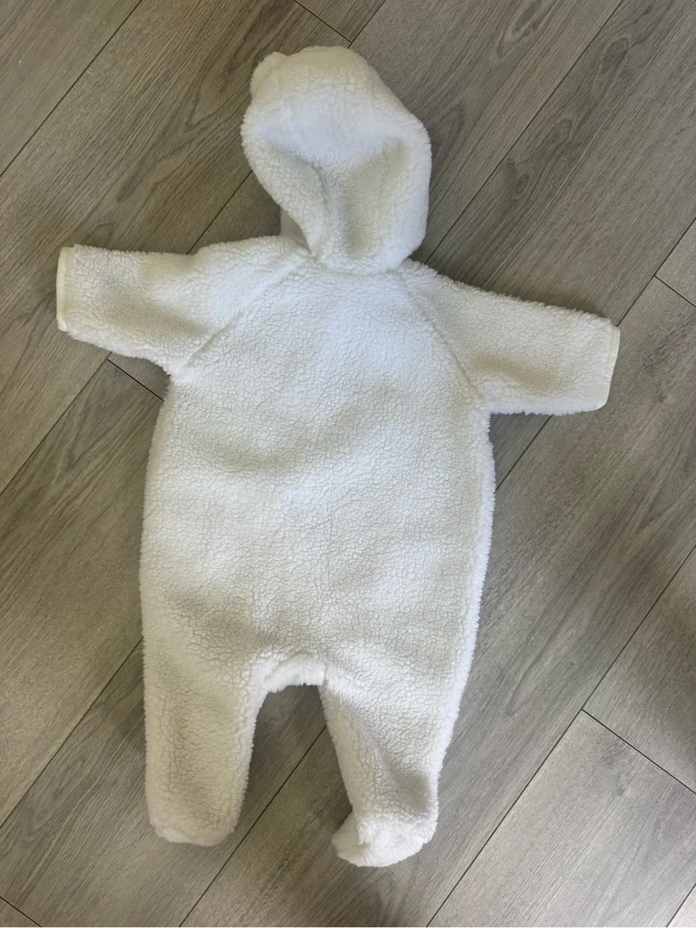 Ralph Lauren White Sherpa Hooded Footed One-Piece